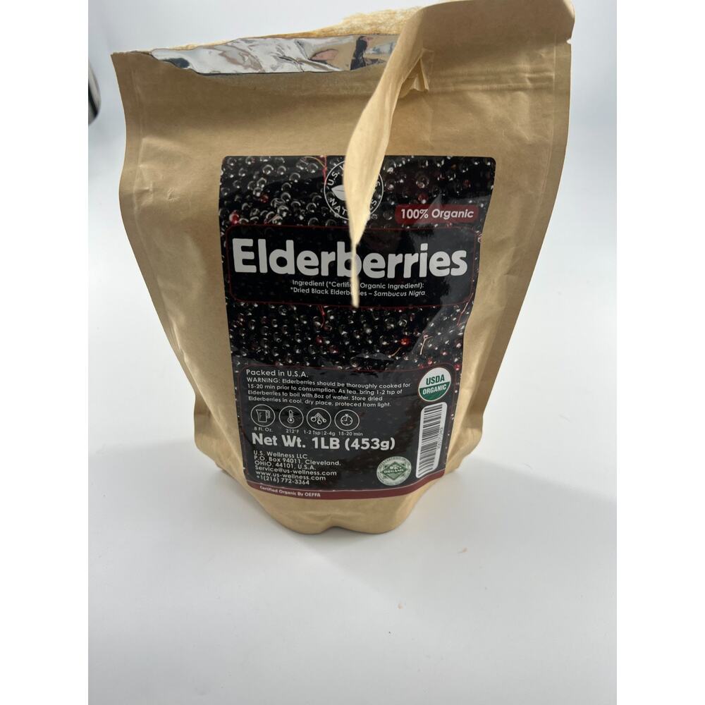 Organic Elderberries Dried Black USDA USA Cooking Homeopathic 75% Left